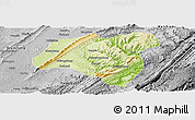 Physical Panoramic Map of Zhong Xian, desaturated