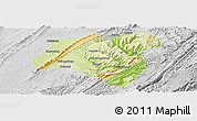 Physical Panoramic Map of Zhong Xian, lighten, desaturated