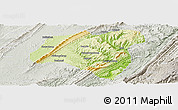 Physical Panoramic Map of Zhong Xian, lighten, semi-desaturated