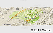 Physical Panoramic Map of Zhong Xian, shaded relief outside