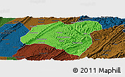 Political Panoramic Map of Zhong Xian, darken