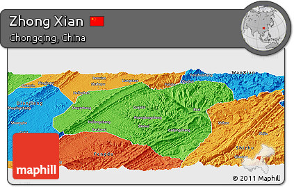 Political Panoramic Map of Zhong Xian