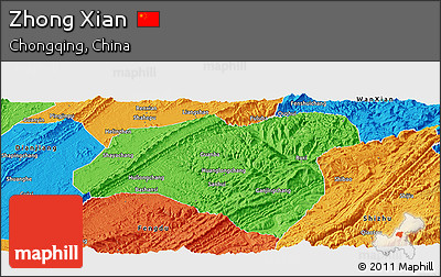 Political Panoramic Map of Zhong Xian