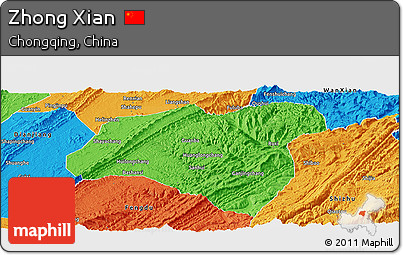 Political Panoramic Map of Zhong Xian