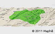 Political Panoramic Map of Zhong Xian, shaded relief outside