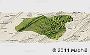 Satellite Panoramic Map of Zhong Xian, shaded relief outside
