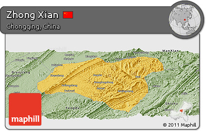 Savanna Style Panoramic Map of Zhong Xian