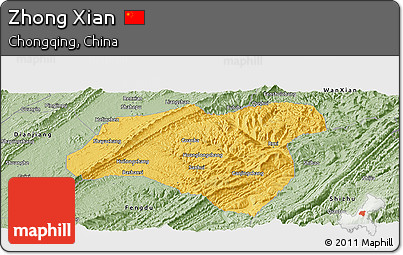 Savanna Style Panoramic Map of Zhong Xian