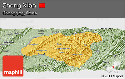 Savanna Style Panoramic Map of Zhong Xian