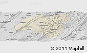 Shaded Relief Panoramic Map of Zhong Xian, desaturated