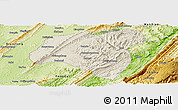 Shaded Relief Panoramic Map of Zhong Xian, physical outside