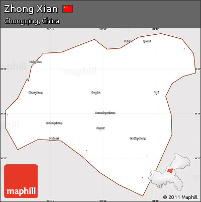 Classic Style Simple Map of Zhong Xian, cropped outside