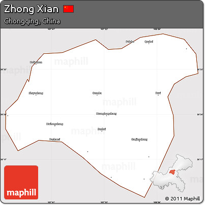 Classic Style Simple Map of Zhong Xian, cropped outside