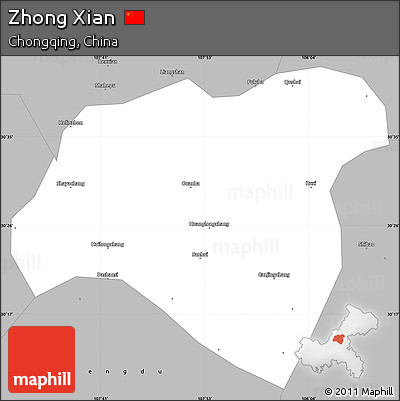 Gray Simple Map of Zhong Xian