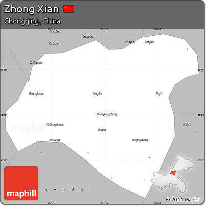 Gray Simple Map of Zhong Xian