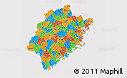 Political 3D Map of Fujian, cropped outside