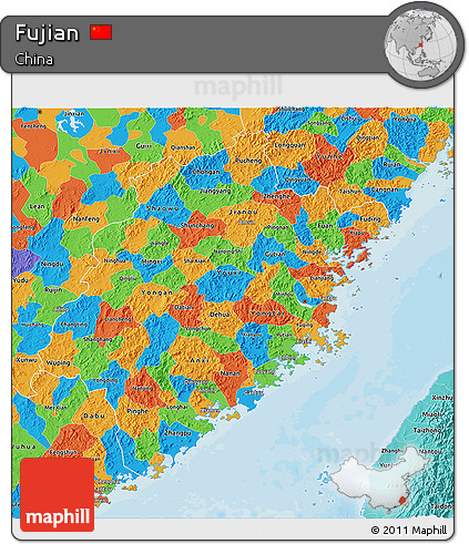 Political 3D Map of Fujian