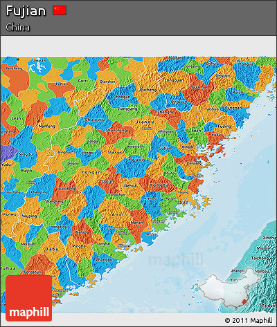 Political 3D Map of Fujian