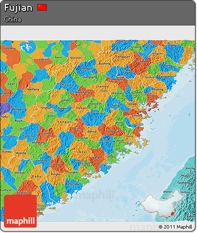 Political 3D Map of Fujian