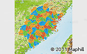 Political 3D Map of Fujian, physical outside