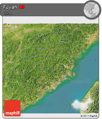 Satellite 3D Map of Fujian