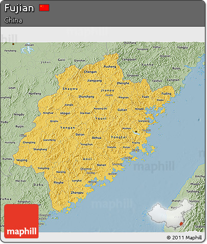 Savanna Style 3D Map of Fujian