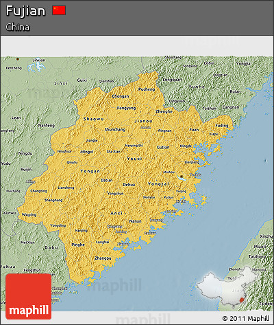 Savanna Style 3D Map of Fujian