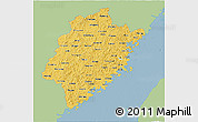 Savanna Style 3D Map of Fujian, single color outside