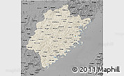 Shaded Relief 3D Map of Fujian, darken, desaturated
