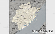 Shaded Relief 3D Map of Fujian, darken, semi-desaturated