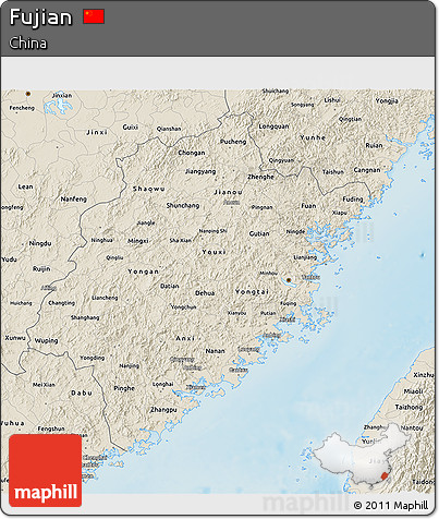 Shaded Relief 3D Map of Fujian