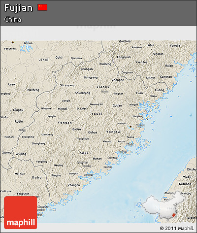 Shaded Relief 3D Map of Fujian