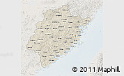 Shaded Relief 3D Map of Fujian, lighten