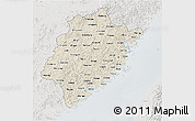 Shaded Relief 3D Map of Fujian, lighten, semi-desaturated