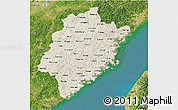 Shaded Relief 3D Map of Fujian, satellite outside