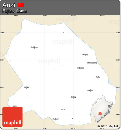 Classic Style Simple Map of Anxi, single color outside