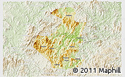 Physical 3D Map of Datian, lighten