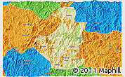 Physical 3D Map of Datian, political outside