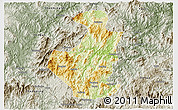 Physical 3D Map of Datian, semi-desaturated