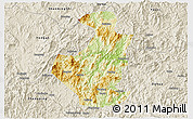 Physical 3D Map of Datian, shaded relief outside