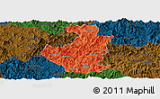 Political Panoramic Map of Datian, darken