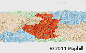 Political Panoramic Map of Datian, lighten