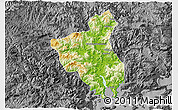 Physical 3D Map of Fuan, darken, desaturated