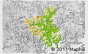 Physical 3D Map of Fuan, lighten, desaturated