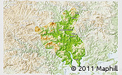 Physical 3D Map of Fuan, lighten