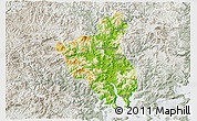 Physical 3D Map of Fuan, lighten, semi-desaturated