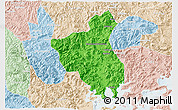 Political 3D Map of Fuan, lighten