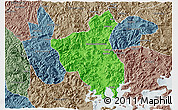 Political 3D Map of Fuan, semi-desaturated