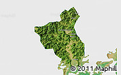 Satellite 3D Map of Fuan, single color outside