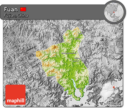 Physical Map of Fuan, desaturated